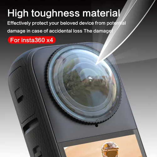 Vista 5 de Protector de pantalla de vidrio templado para Insta360 X4 con protector de lente y micrófono de espuma para reducción de ruido