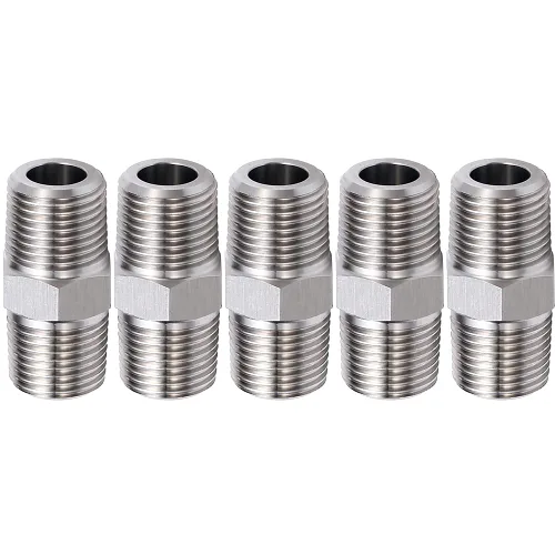 Vista 6 de Boquilla hexagonal NPT macho de 1 pulgada a macho de 1 pulgada, accesorios de tubería roscados de acero inoxidable 304 (paquete de 2)