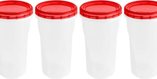 Vista 3 de [48 onzas – Azul – 4 Pk] Recipientes grandes de almacenamiento de alimentos para delicatessen, 48 onzas, apilables, reutilizables, Mirowave, aptos