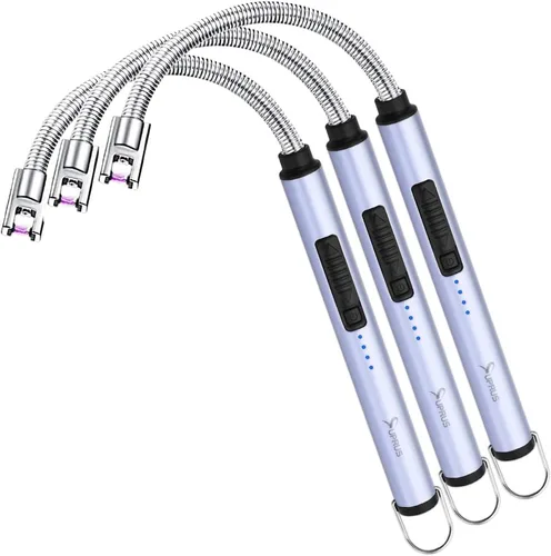 Vista 14 de Encendedor de velas eléctrico SUPRUS USB tipo C recargable, con carcasa de acero y gancho para colgar con cuello flexible de 360° (negro)
