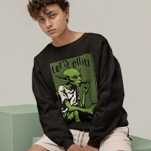 Vista 5 de Let's Chill Print Raglan Sweatshirt - Funny Crewneck Sweatshirt - Themed Sweatshirt