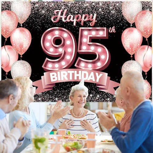Vista 83 de Cartel de feliz cumpleaños décimo oro rosa, telón de fondo, saludos a 10 años, globos de confeti, decoración temática para niñas de 10 años