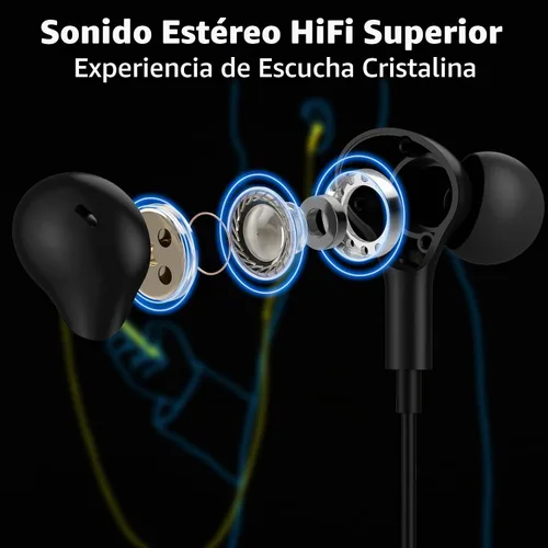 Vista 2 de Auriculares USB con micrófono para laptop, auriculares magnéticos con cable de 7.5 pies con aislamiento de ruido, auriculares intrauditivos