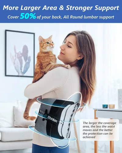 Vista 4 de Soporte de espalda para alivio del dolor de espalda baja con sistema de soporte de polea, cinturón de soporte lumbar ajustable con panel lumbar