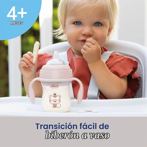 Vista 4 de Chicco Transition Training Sippy Cup, Soft Silicone Spout, 4m+, 7oz Taza de entrenamiento, asas extraíbles de fácil agarre, marcas de medición, apto