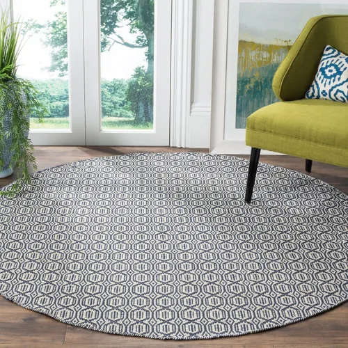 Vista 6 de SAFAVIEH Colección Montauk - Alfombra decorativa de 3 x 5 pies, color marfil y azul marino, tejido plano bohemio hecho a mano, de algodón, ideal
