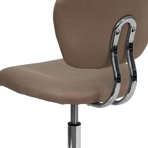 Vista 9 de Silla de trabajo de malla con respaldar medio Flash Furniture con brazos y base, Metal, Marrón café