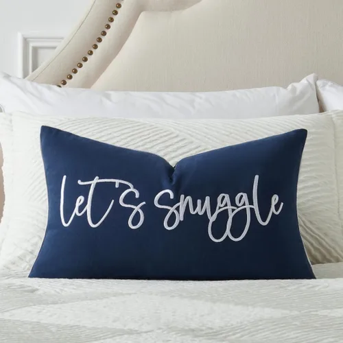 Vista 25 de Sunkifover Let's Snuggle - Funda de almohada decorativa, 18 x 18 pulgadas, algodón bordado en blanco y negro, funda de almohada para cama