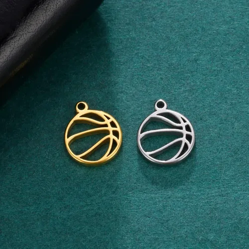 Vista 4 de kkjoy 5 dijes de bola deportiva de acero inoxidable para hacer joyas y manualidades, varios dijes, suministros de manualidades, accesorios