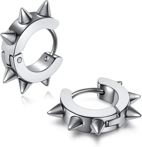 Vista 3 de Jovivi 3 pares de aros de púa, de acero inoxidable, joyería para hombre, mujer