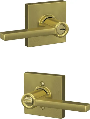 Vista 22 de Schlage F51A LAT 716 Latitude - Manija de puerta con bloqueo de entrada con llave, en acabado de bronce envejecido