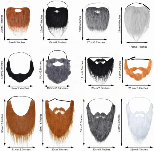 Vista 2 de WILLBOND 12 piezas de bigote de barba falsa Halloween Cosplay accesorios