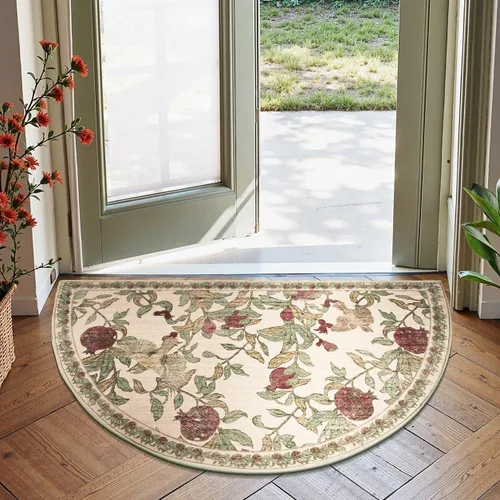 Vista 46 de jinchan Alfombra de entrada lavable vintage floral de medio círculo de 2 x Eden Azul/Verde