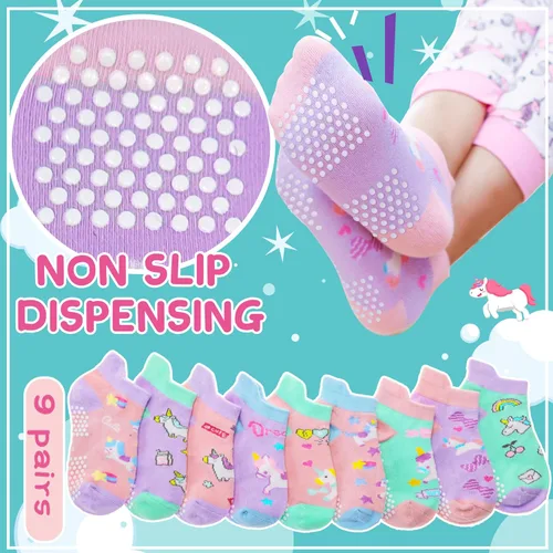 Vista 6 de Baby Girls Boys Toddlers Grips Socks Kids Non Slip Anti Skid Ankle Cotton No Show Socks with Grippers