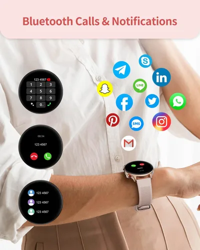 Vista 2 de RIVERSONG Reloj inteligente redondo para mujer, rastreador de actividad de 1.52 pulgadas con respuesta/hacer llamada/voz AI para iPhone Android, más