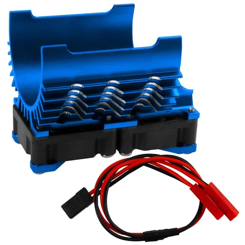 Vista 2 de Ventilador de refrigeración de disipador de calor dual para motor 40-42mm Compatible con 1/7 1/8 Arrma Traxxas coche RC se ajusta a los motores 4068