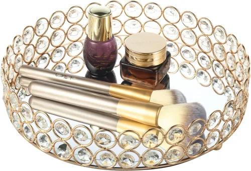 Vista 8 de Feyarl Bandeja de Cristal para Perfumes Organizador de Maquillaje Cosmético Organizador de Tocador Exhibidor y Almacenamiento de Joyas y Baratijas