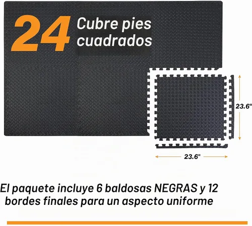 Vista 3 de Mat Block - Esterillas de piso de EVA para ejercicio: Tapetes de espuma interconectados de alto rendimiento - 6 baldosas (Área: 24 pies cuadrados)