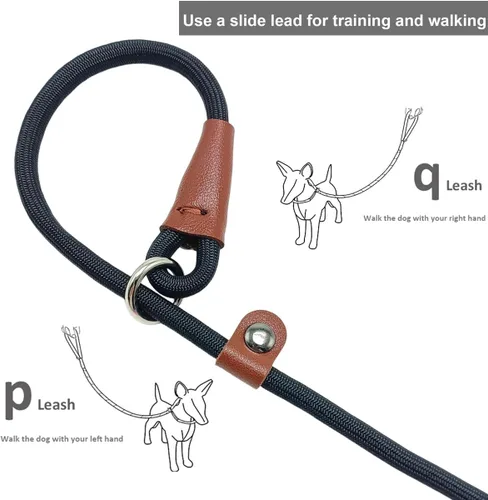 Vista 2 de BTINESFUL Correa antideslizante para perro de 5, 6 y 7 pies, correa de cuerda de nailon fuerte, correa de entrenamiento de perros de 1/4 pulgadas