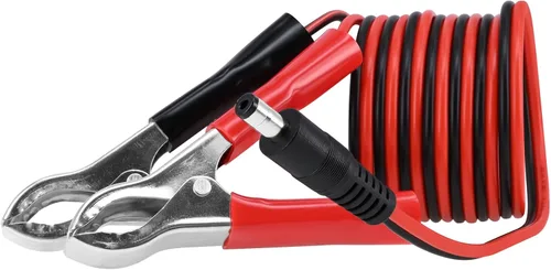 Vista 3 de Yeebline DC 5.5 0.083 in Abrazaderas de batería Cable de extensión, 5FT 16AWG 12V Pinzas de cocodrilo Conector macho para sujetar cargador de coche