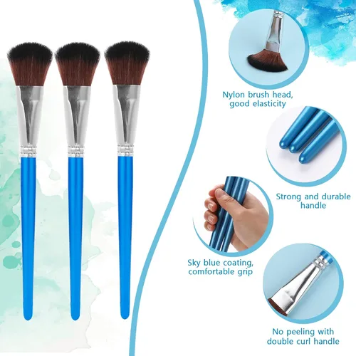 Vista 3 de 6 pinceles para fregona para pintura acrílica, pincel ovalado de 1 pulgada con mango de madera para acrílico, acuarela, arte facial y corporal
