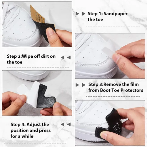 Vista 4 de Jadive 6 protectores de puntera para botas, protector de aplicación simple, cubiertas de dedos para botas de trabajo, accesorios de cuidado