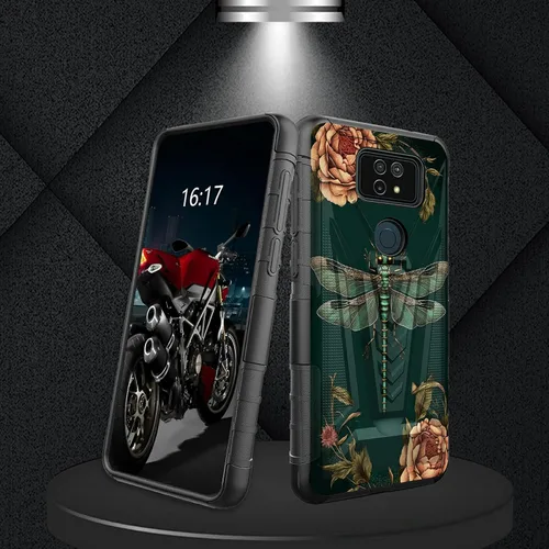 Vista 216 de Funda para AT&T Maestro Max 2021/Cricket Ovation 2 con protector de pantalla de vidrio templado, funda resistente con función atril integrada