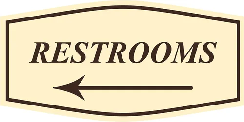 Vista 24 de Fancy Restrooms - Letrero de flecha izquierda (negro), pequeño, 1 paquete