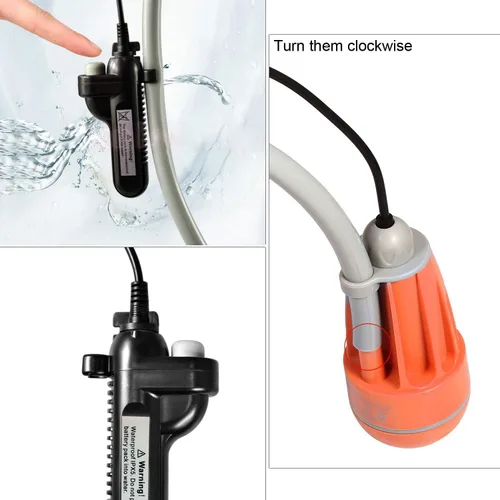 Vista 6 de 2019 Ducha portátil para campamento, bomba de ducha compacta con batería recargable USB desmontable, cabezal de ducha de mano al aire libre