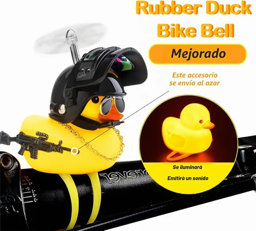 Vista 2 de wonuu Campana de bicicleta de pato de goma, patos exprimibles con casco para ciclismo, decoración de salpicadero, accesorios de motocicleta