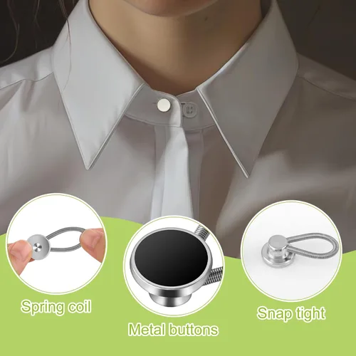 Vista 5 de 9 extensores de cuello de alta calidad para camisas de vestir, pantalones de mezclilla para hombres y mujeres, extensores de botón elásticos