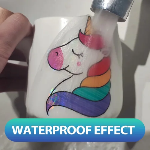Vista 4 de Papel adhesivo holográfico transparente para impresora de inyección de tinta y láser, 20 hojas de vinilo imprimible, papel adhesivo holográfico