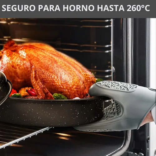 Vista 3 de Bandeja de asar ovalada esmaltada de 13 pulgadas con tapa abovedada - Para pavo de 7 libras, pollo, cordero, verduras