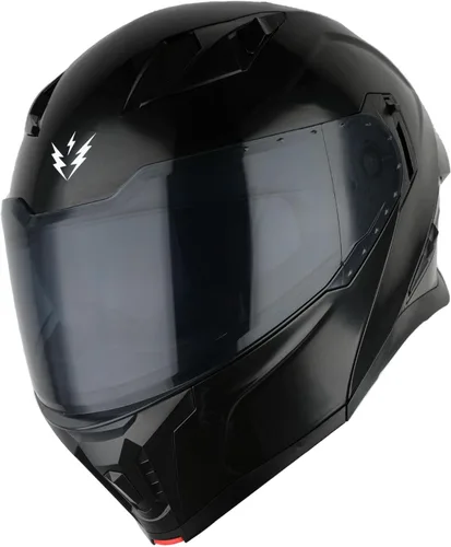 Vista 2 de 1Storm Casco integral modular/abatible con doble visera y protección solar para motocicleta de calle + Un escudo transparente adicional: KT928