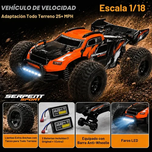 Vista 7 de Serpent 40 KMH RC Car for Adults, 1/18 4WD Remote Control Car Off Road