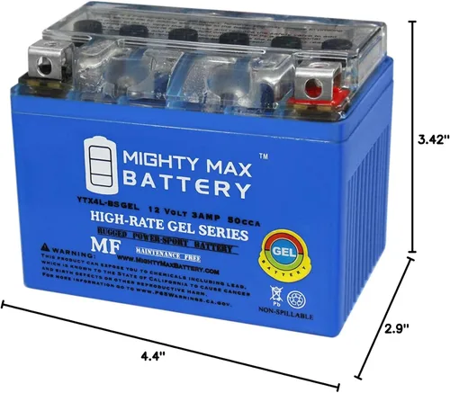 Vista 9 de YTX4L-BS 12 V 3 Ah Batería de GEL para KTM 250 SX-F, Exc, EXC-F "13- '14 – Mighty Max Batería marca producto