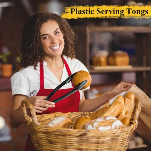 Vista 7 de Tessco for you 25 pinzas de plástico para servir a granel, pinzas desechables de plástico de 9 pulgadas, pinzas de ensalada resistentes para cocina