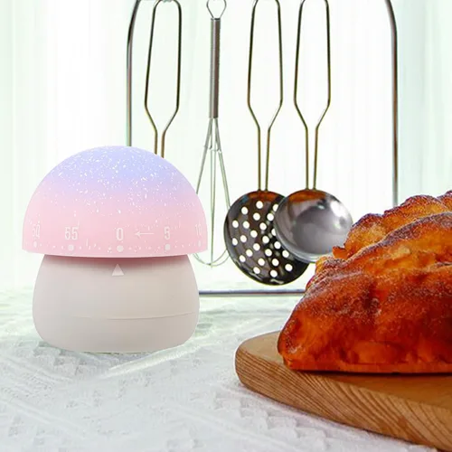 Vista 3 de Mechanical Kitchen Timer Mushroom Shape Gray Cute Cooking Countdown Timer for Food Preparation and Baking Management in Home Kitchen