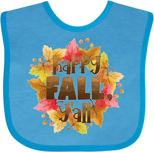 Vista 24 de inktastic Happy Fall, Y'all Fall Leaves Wreath Baby Bib