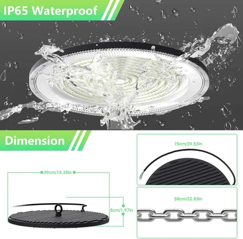 Vista 4 de loyal Luz LED de alta bahía, 500 W UFO High Bay Led Shop Lights 6000K 50000LM para almacén, taller, fábrica, gimnasio, garaje, granero, 2024, nuevo