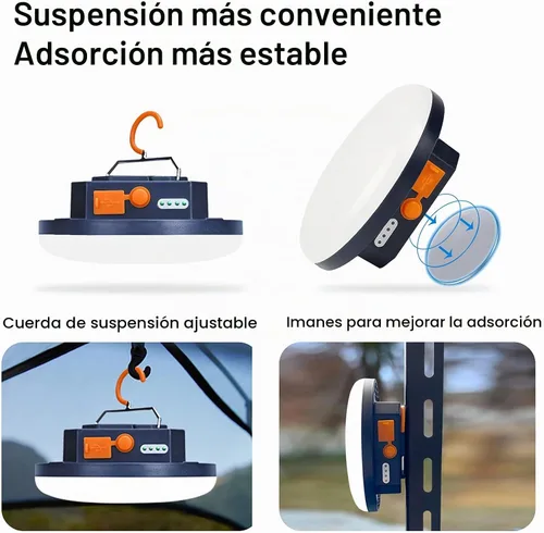 Vista 2 de Linterna LED portátil de 3000 lúmenes, luz de 15 W con pantalla digital e imán, IPX5 impermeable, luces de tienda de campaña para padres, regalo