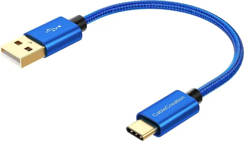 Vista 11 de CableCreation Cable corto USB a USB C de 6 pulgadas, carga rápida USB A a USB C, cable trenzado USB C macho a USB macho para banco de energía