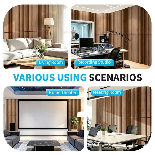 Vista 7 de Art3d Panel de pared con diseño de listones de madera acústica de 47 x 23.6 Castaño