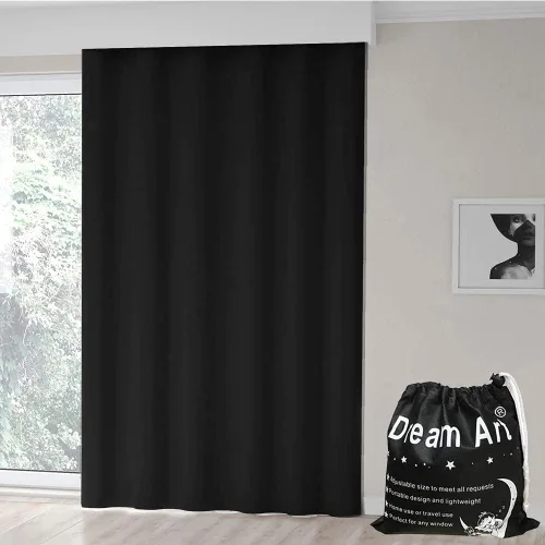 Vista 8 de DREAM ART Cortina opaca portátil para cualquier lugar/Persianas ajustables opacas/Persianas opacas temporales con ventosas para guardería, Negro