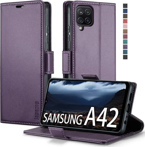 Vista 10 de Funda para Samsung Galaxy A42 5G con bloqueo RFID, tarjetero y función atril magnético, funda de piel con tapa para Samsung Galaxy A42 5G de 6.6