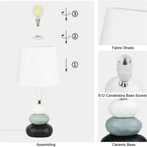 Vista 6 de BERO - Lámpara de mesa pequeña blanca para sala de estar como lámpara de mesita de noche para dormitorio, lámpara de mesa moderna de cerámica