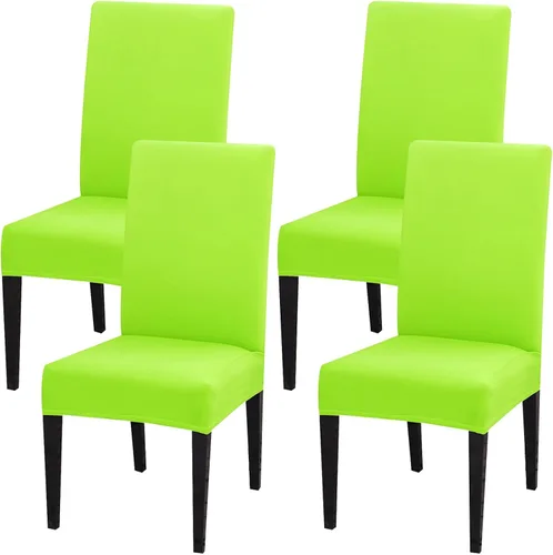 Vista 29 de Juego de 4 fundas para sillas de comedor, fundas elásticas de elastano para sillas de comedor, extraíbles y lavables, protectores desmontables
