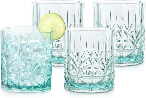 Vista 11 de BELLAFORTE - Vaso corto irrompible de plástico Tritan, juego de 4, 13 oz - Vasos de bebida de corte de cristal irrompibles Myrtle Beach al