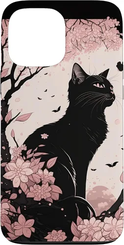 Vista 24 de Cute Pink Japanese Cherry Blossom Cat Aesthetic Case for iPhone 16