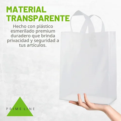 Vista 9 de Prime Line Packaging Bolsas de regalo esmeriladas con asas, 10 x 5 x 13 Blanco